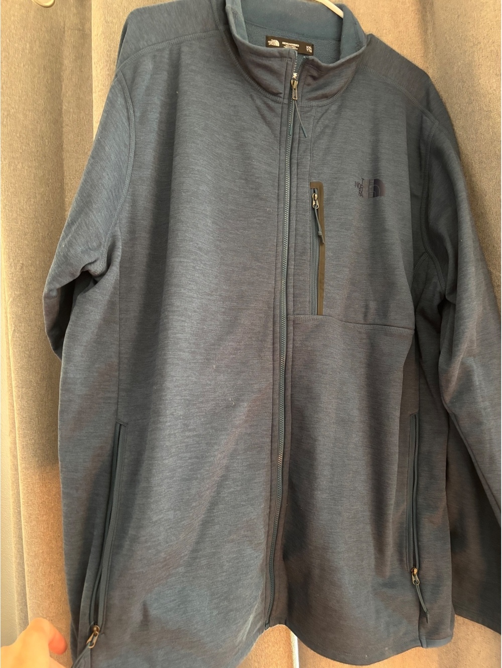 The North Face Men's XXL Blue Full-Zip Jacket with Chest and Side Pockets